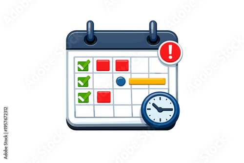 A professional 3D-style vector illustration of a calendar icon