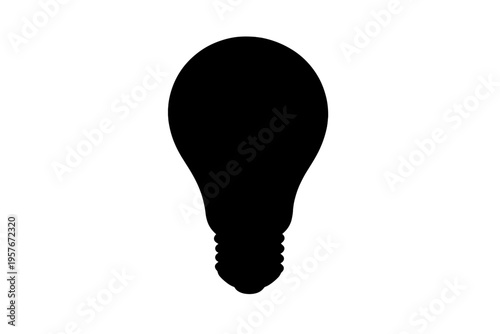 A black silhouette of a classic light bulb isolated on a white