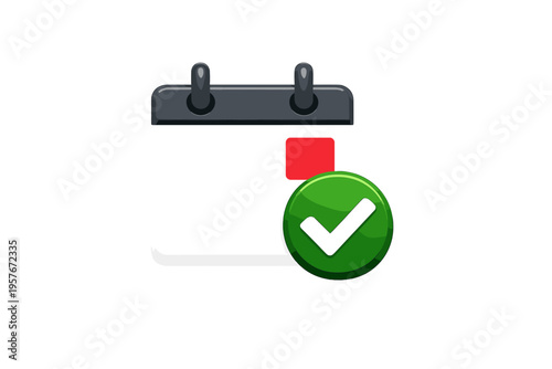 A 3D-style vector illustration of a calendar icon with a red date