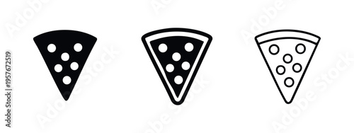Pizza Slice Icons Set. Fast Food or Italian Cuisine Symbol.