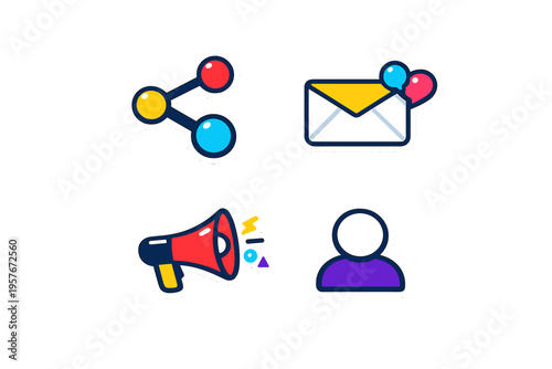 A collection of four colorful social media and communication icons in