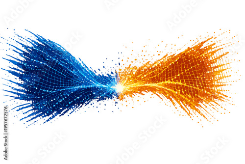 Vibrant abstract vector design showing a powerful collision of blue