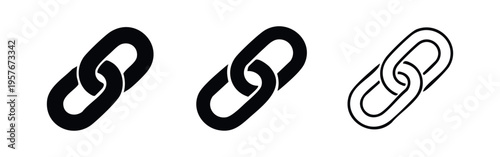 Chain link icon set, connection and hyperlink vector symbols for web design