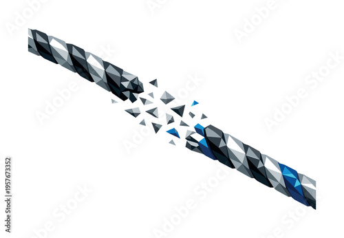 Low-poly vector illustration of two rope ends approaching each other before tightening into a knot, faceted rope strands forming