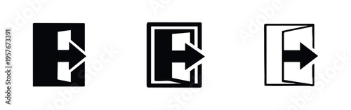 Exit and Logout Arrow Door Icon Set for Web and Application Interfaces
