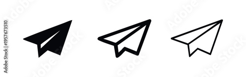 Paper Airplane Icon Set for Sending Messages and Digital Communication