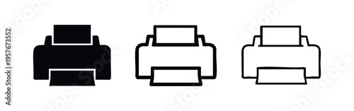 Printer Icon Set. Print Document Symbol Collection. Office and Output Device UI.