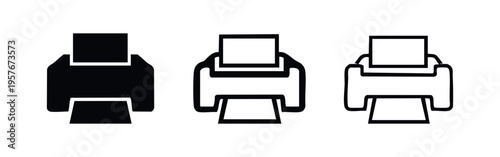 Printer Icon Set. Print Document Symbol Collection. Office and Output Device UI.