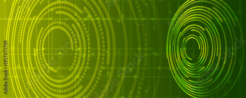 An abstract technological illustration with concentric digital circles and a grid of lines. Digital data visualization, futuristic interface, and high-tech system diagram.