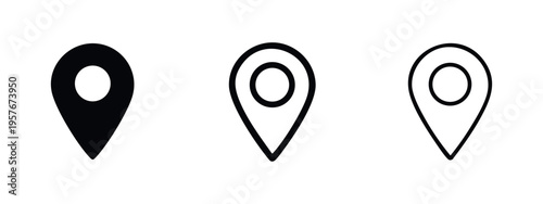 GPS location pin and map marker icon set for navigation and point of interest