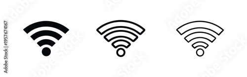 Wi-Fi Wireless Network Signal Icon Set, Internet Connectivity Symbol, Radio Waves Signs in Multiple Styles
