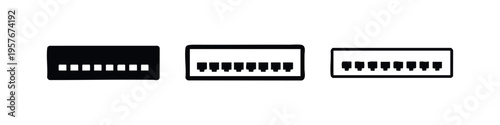 USB Type-A Port Icon Set. Vector illustrations of universal serial bus socket symbols in various styles.