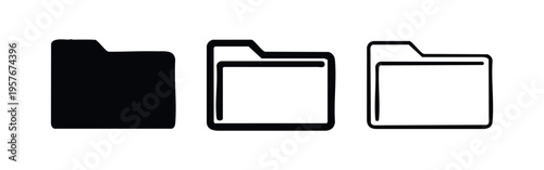 Folder icon set. File directory or document storage symbol. Digital organization vector illustration.