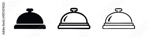 Service Reception Bell Icon Set. Hotel Desk Call Bell Symbols for Hospitality