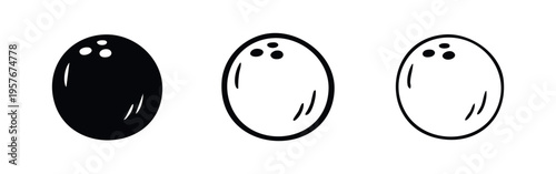 Bowling Ball Icon Set. Sport and Recreation Symbol in Solid, Outline, and Linear Styles.