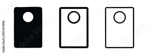 Vertical Rectangular Tag Icons with Circular Hole Design