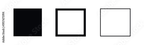 Mobile phone screen icon set in three styles, isolated on white background. Vector illustration for design.