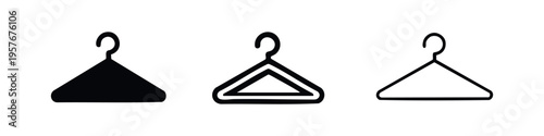 Clothes Hanger Icon Set. Minimalist Fashion Symbol with Outline Variations for Apparel Design.