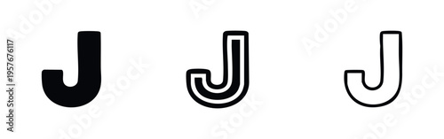 Letter J Alphabet Icon Set. Creative Typography Symbol with Outline Styles for Branding.