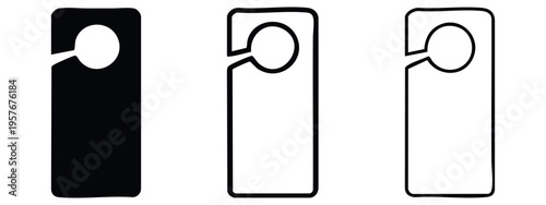 Do Not Disturb door hanger icon set. Hotel, privacy, and hospitality vector symbols.