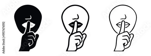 Silence gesture icon set. Keep quiet, secret, and privacy vector illustration.