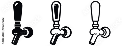 Beer Tap Icon Set. Craft Beer Dispenser Symbol Illustration for Bar and Pub.