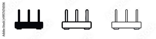 Wireless internet router icon set for modern home and office network devices