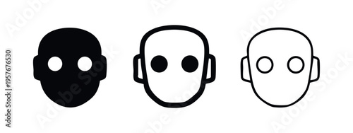 Robot head icon set representing artificial intelligence and humanoid concepts