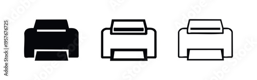 Printer icon set with different styles including solid and outline