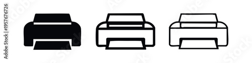 Printer icon set with different styles including solid and outline
