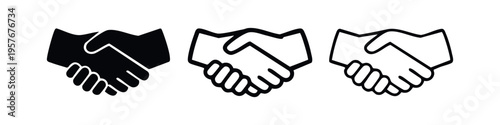 Handshake icon set representing agreement and partnership