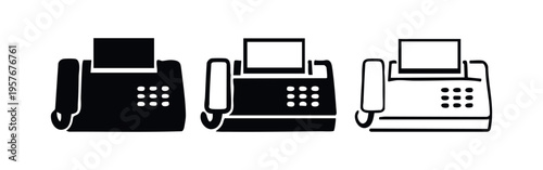 Fax machine icon set for vintage communication technology