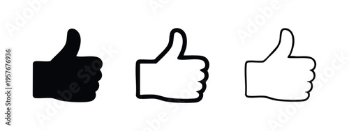 Thumbs Up gesture icon set. Like, agree, social media approval symbols. Vector illustration.
