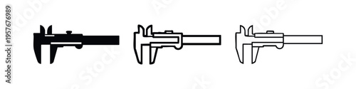 Caliper measurement tool icon set. Precision measuring instrument vector illustration.