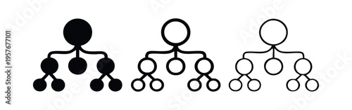 Multi-level organizational chart icon set. Complex hierarchy structure diagram vector illustration.