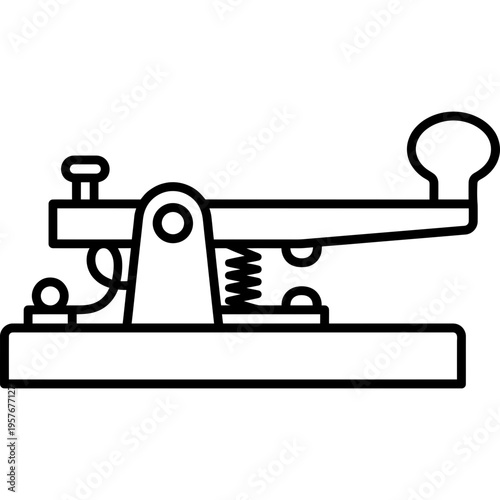 Minimalistic telegraph Morse code key outline icon