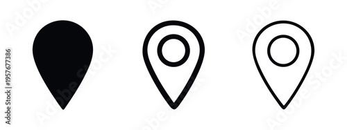 Location Pin Icon Set: Simple Map Marker for Navigation and Point of Interest