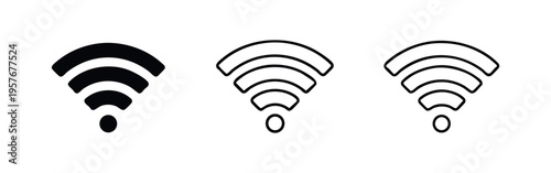 WiFi symbol icon set. Wireless internet connection and network access vector design.