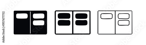 Double Bed Icon Set Top View, Hotel Room Furniture Symbol, Sleeping Accommodation Vector Icons