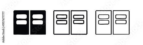 Double Wardrobe or Closet Icon Set, Bedroom Storage Furniture Vector Symbols, Home Interior Elements