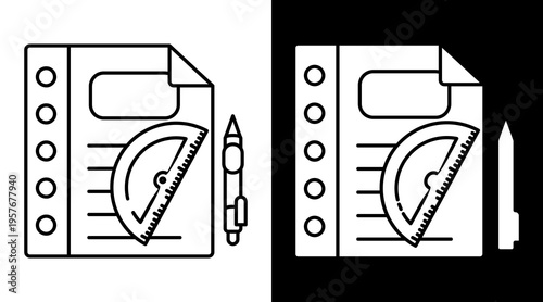 School Icon. Two-Tone Version On Black And White Background