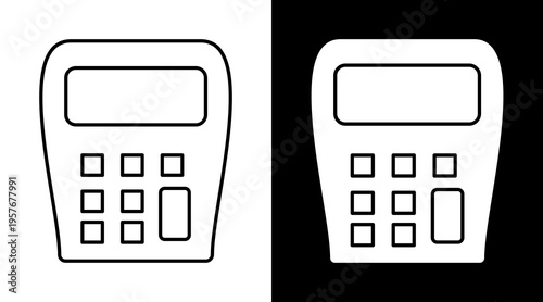Calculator Icon. Two-Tone Version On Black And White Background