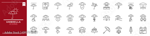 Umbrella, Outline icons collection. Simple vector illustration