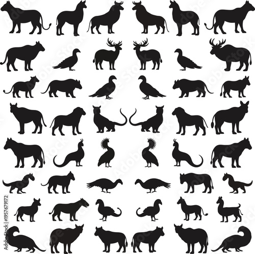 Collection of diverse animal silhouettes