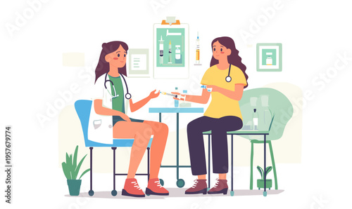 Doctor administering injection to patient in a modern clinic setting