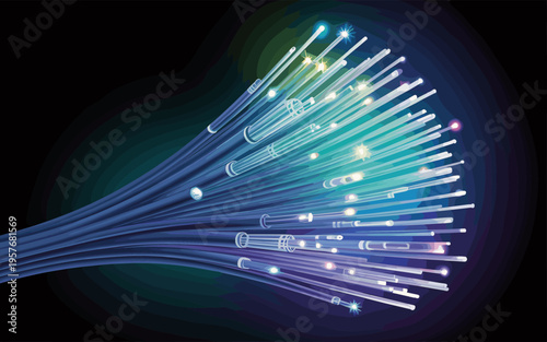 Fiber Optic Cables Abstract Illustration for High Speed Data and Network Connectivity Graphic