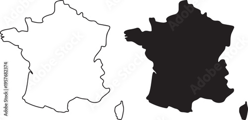 France Contour: Minimalist outlines of the France map, showcasing the unique shape of the country with elegance. 