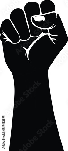 Black silhouette of a clenched fist raised fist