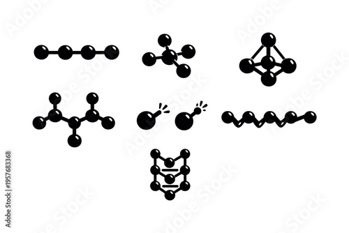 Solid style icons of silicon-based molecular structures: Si–Si chains, silane clusters, tetrahedral silicon core, branching