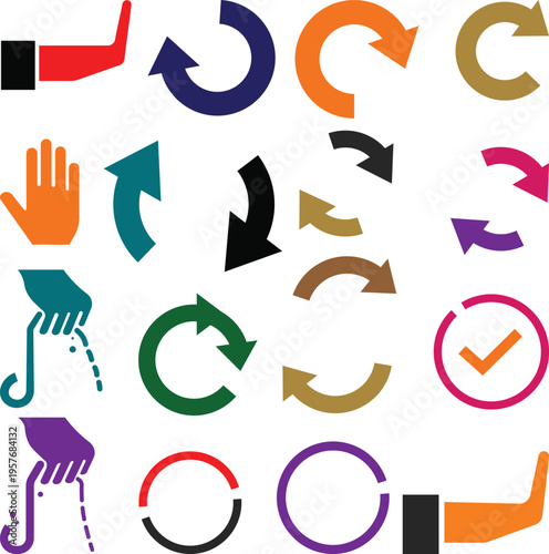 Hands with Arrows and Symbols for Actions and Processes